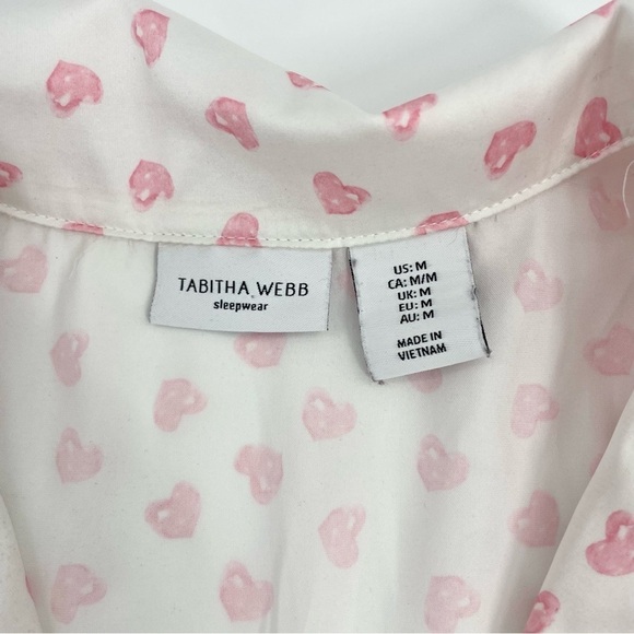 Tabitha Webb Soft Girl valentine satin button down satin sleep shirt heart print - Picture 7 of 9